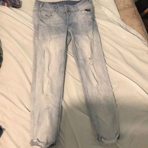 ripped rue 21 mid rise curvy skinny ankle jeans